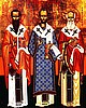 STS. BASIL THE GREAT, JOHN CHRYSOSTOM AND GREGORY NAZIANZEN PRAYER CARD
